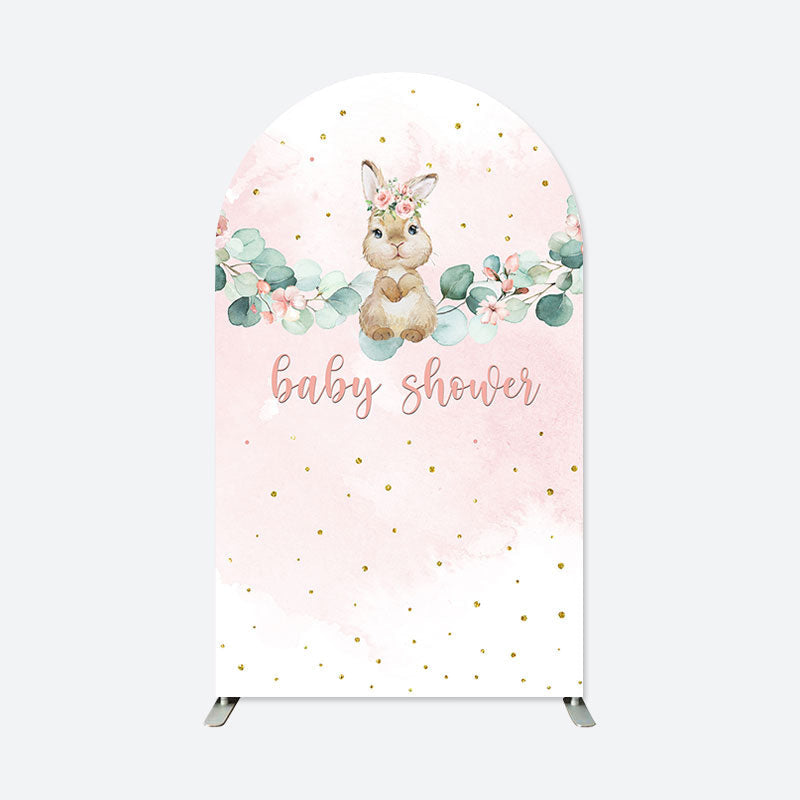 Aperturee - Pink Floral Rabbit Baby Shower Chiara Arch Backdrop