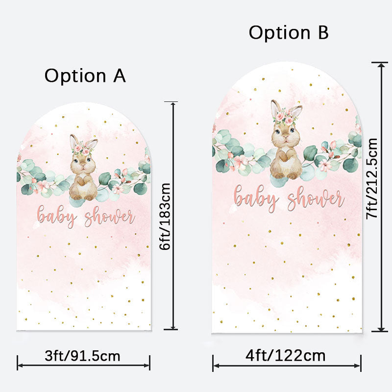 Aperturee - Pink Floral Rabbit Baby Shower Chiara Arch Backdrop