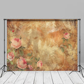 Aperturee - Pink Floral Scratch Wood Fine Art Photography Backdrop