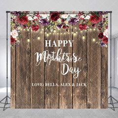 Aperturee - Pink Floral Wood Wall Custom Mothers Day Backdrop