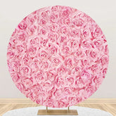 Aperturee - Pink Flowers Petals Wall Round Wedding Backdrop