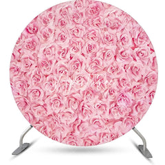 Aperturee - Pink Flowers Petals Wall Round Wedding Backdrop