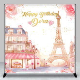 Aperturee - Pink French Street Tower Custom Birthday Backdrop