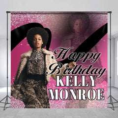 Aperturee - Pink Glitter Custom Photo Birthday Backdrop for Women