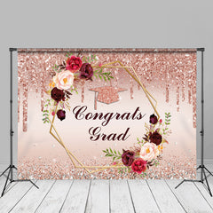 Aperturee - Pink Glitter Floral Grad Backdorp For Photography