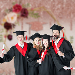 Aperturee - Pink Glitter Floral Grad Backdorp For Photography