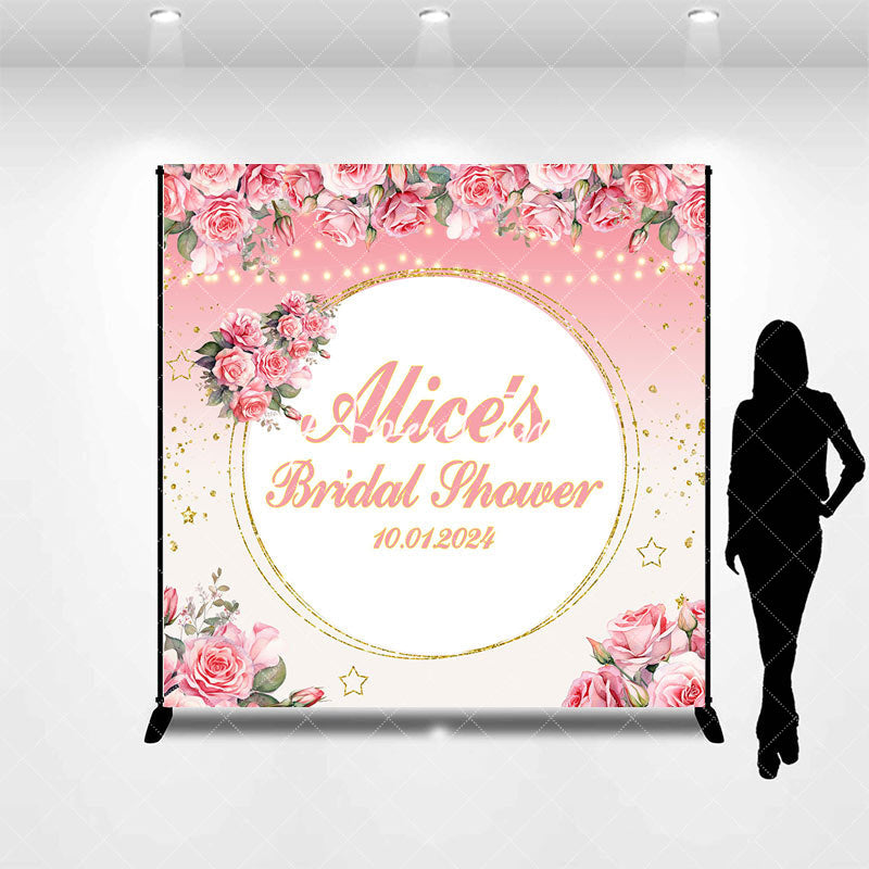 Aperturee - Pink Gold Floral Star Custom Bridal Shower Backdrop