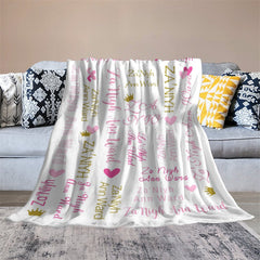 Lofaris Pink Gold Personalized Name Baby Blanket for Girl