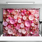 Aperturee - Pink Gold Sequins Shaped Flowers Fine Art Backdrop
