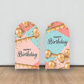 Aperturee - Pink Green Gold Balloon Double Sided Arch Backdrop