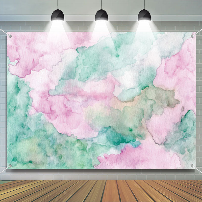 Aperturee - Pink Green Watercolor Ink Abstract Textured Backdrop
