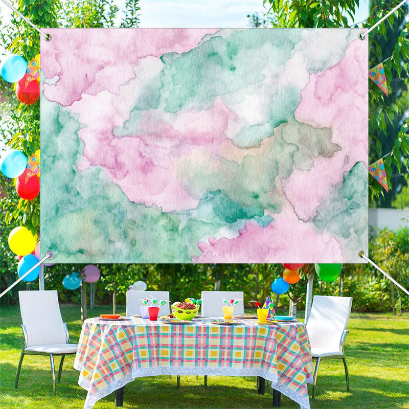 Aperturee - Pink Green Watercolor Ink Abstract Textured Backdrop