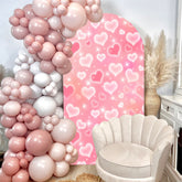 Aperturee - Pink Heart Bokeh Girls Party Arch Backdrop Photo Booth