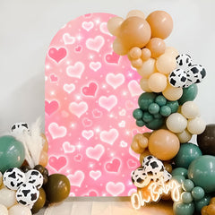 Aperturee - Pink Heart Bokeh Girls Party Arch Backdrop Photo Booth