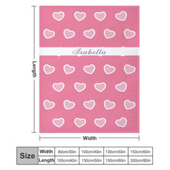 Aperturee - Pink Heart Patterns Custom Valentines Day Blanket