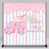 Aperturee - Pink Ice Cream Truck Custom 2nd Birthday Backdrop