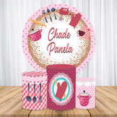 Aperturee Pink Kitchen Utensils Round Birthday Party Backdorp Kit