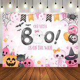Aperturee - Pink Little Boo Halloween Girl Baby Shower Backdrop