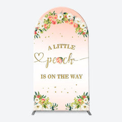 Aperturee - Pink Little Peach Floral Baby Shower Arch Backdrop