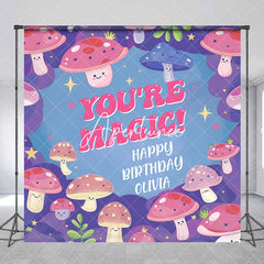 Aperturee - Pink Mushroom You Are Magic Custom Birthday Backdrop