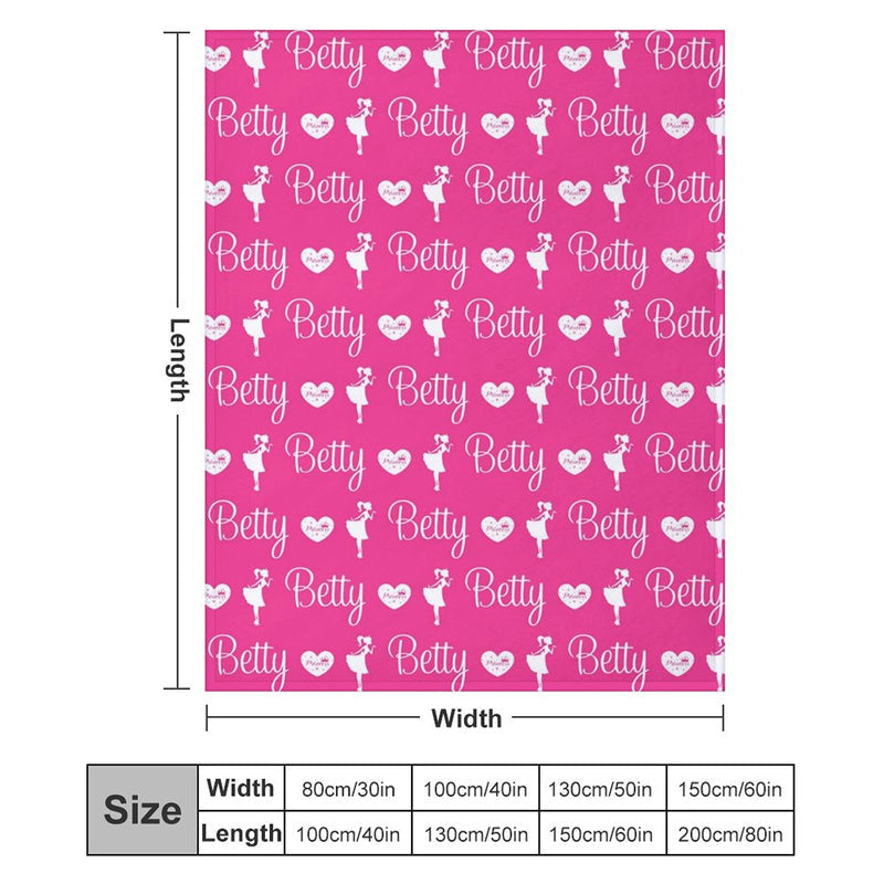 Aperturee - Pink Princess Heart Name Repeat Custom Blanket