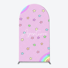 Aperturee - Pink Rainbow Stars Colorful Arch Birthday Backdrop