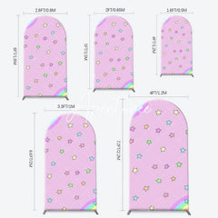 Aperturee - Pink Rainbow Stars Colorful Arch Birthday Backdrop