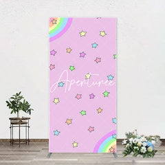 Aperturee - Pink Rainbow Stars Colorful Arch Birthday Backdrop