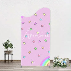 Aperturee - Pink Rainbow Stars Colorful Arch Birthday Backdrop