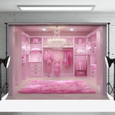 Aperturee - Pink Room Dress Light Birthday Backdrop For Photo