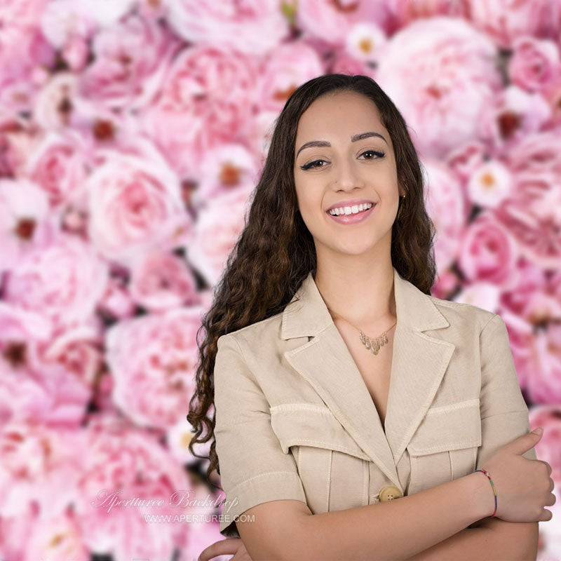 Aperturee - Pink Rose Floral Portrait Photo Studio Backdrop