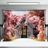 Aperturee - Pink Sakura And Pavilion Outdoors Spring Backdrop