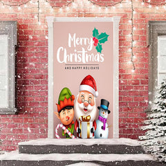 Aperturee - Pink Santa Claus Happy Holidays Christmas Door Cover
