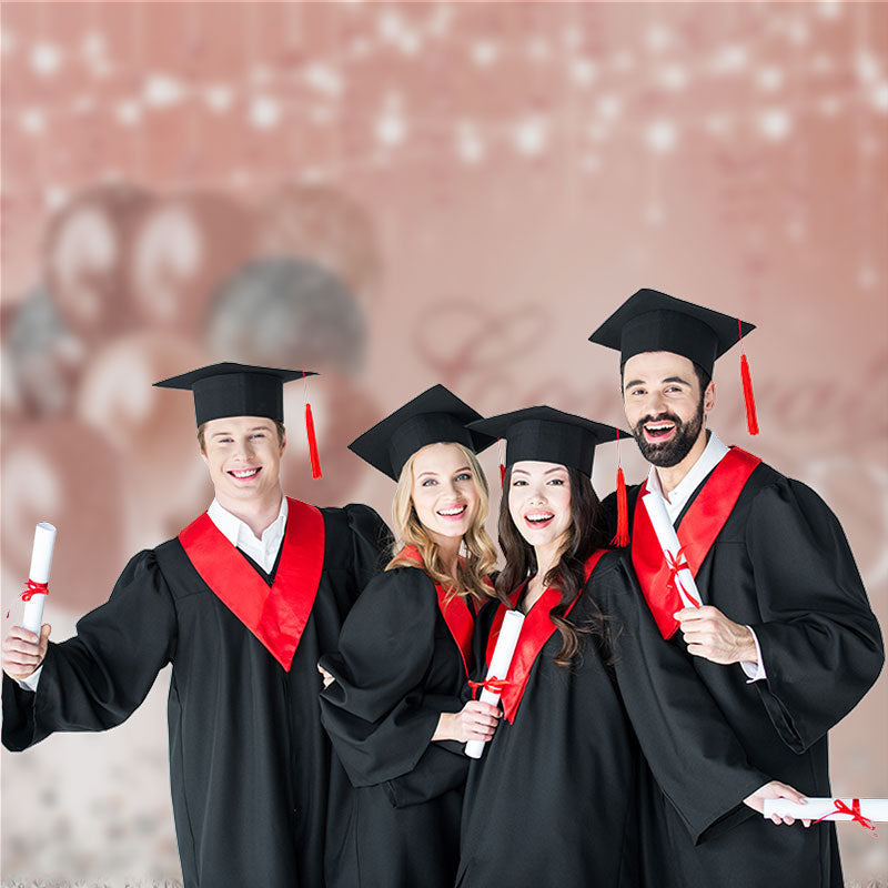 Aperturee - Pink Silver Diamond Balloons Grad Photo Backdrop