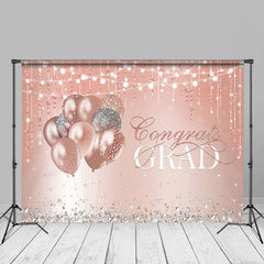 Aperturee - Pink Silver Diamond Balloons Grad Photo Backdrop