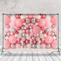 Aperturee - Pink Silver Ocean Ball Birthday Cake Smash Backdrop