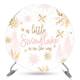 Aperturee Pink Snowflake Round Baby Shower Backdrop For Girl
