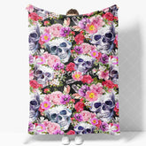 Aperturee - Pink Spring Floral Skulls Custom Halloween Blanket