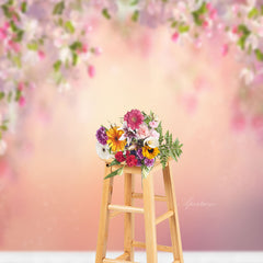 Aperturee - Pink Spring Flowers Sweep Backdrop For Photography