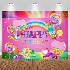 Aperturee - Pink Sweet Candy Girls Happy Birthday Party Backdrop