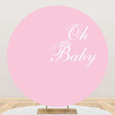Aperturee - Pink White Oh Baby Round Girl Gender Reveal Backdrop