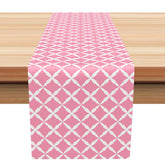 Aperturee - Pink White Pattern Repeat Farbic Dining Table Runner
