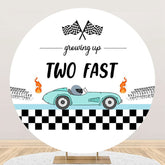 Aperturee - Plaid Flag Green Racing Car Two Fast Round Backdrop