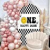 Aperturee - Plaid Happy Dude One Arch Backdrop For 1st Birthday