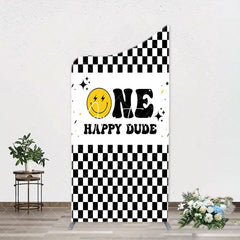 Aperturee - Plaid Happy Dude One Arch Backdrop For 1st Birthday