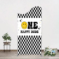 Aperturee - Plaid Happy Dude One Arch Backdrop For 1st Birthday