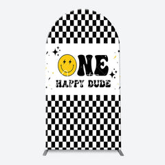 Aperturee - Plaid Happy Dude One Arch Backdrop For 1st Birthday