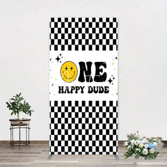 Aperturee - Plaid Happy Dude One Arch Backdrop For 1st Birthday