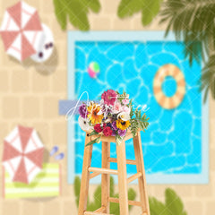 Aperturee - Plant Leaves Swimming Pool Summer Photo Backdrop