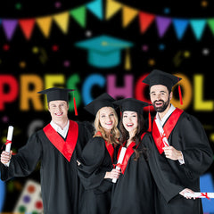Aperturee - Preschool Sationeries Black Grad Backdrop For Photo